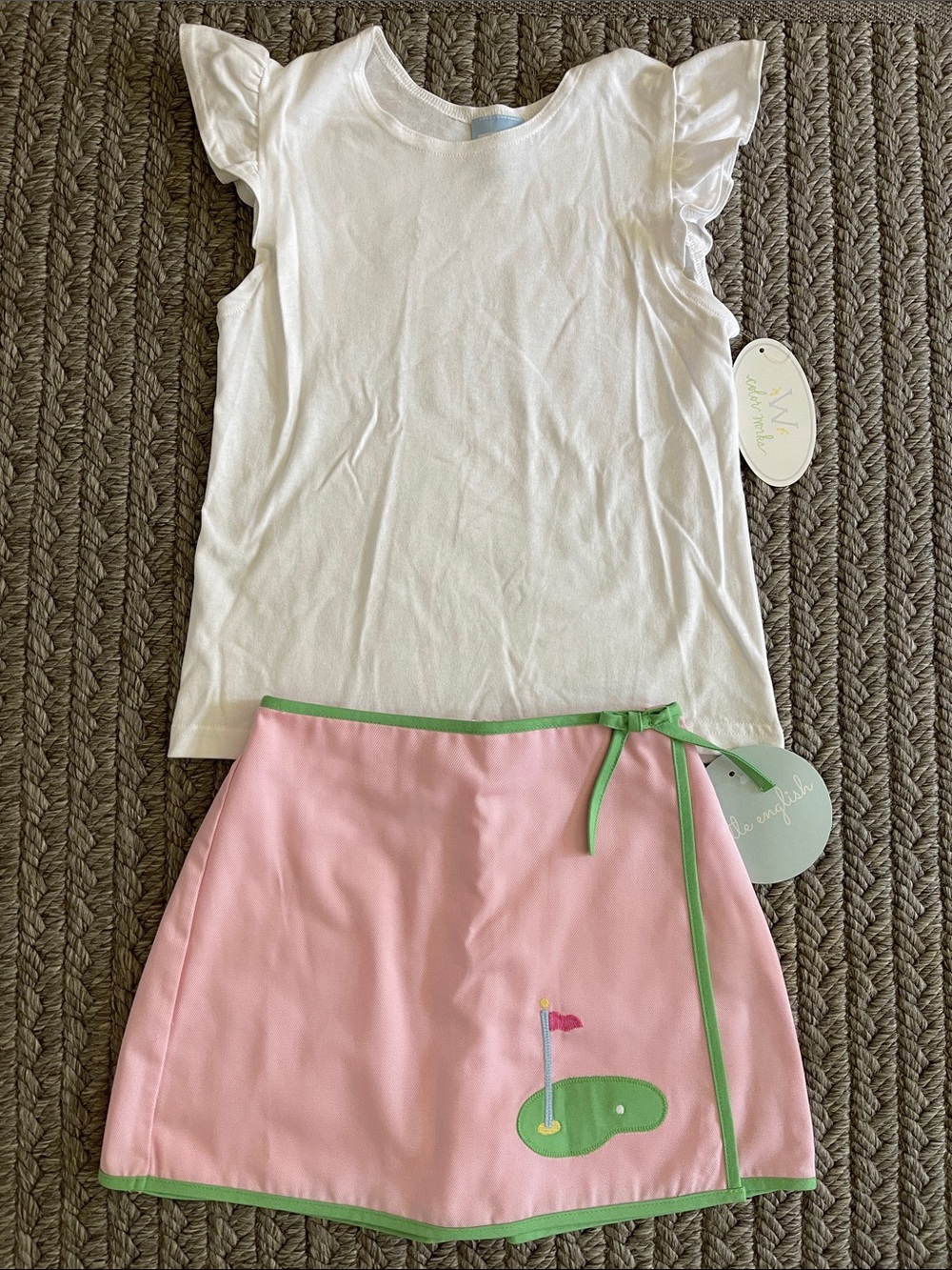 Little English Pink & Green Golf Skort with ColorWorks ruffle top, NWT size 7
